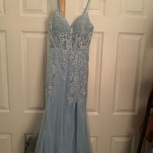 Elegant Light Blue Lace Gown